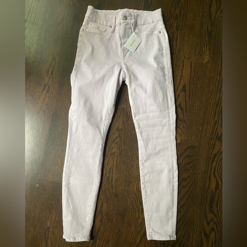 Good American Good Legs High Waist Crop Skinny Jeans Lavender 8